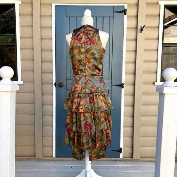 Vintage Virgo 80’s Multicolor Floral High Low Dress Women’s Size 6 - Picture 4 of 11